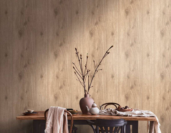 Wood Deco Wallpaper in Beige