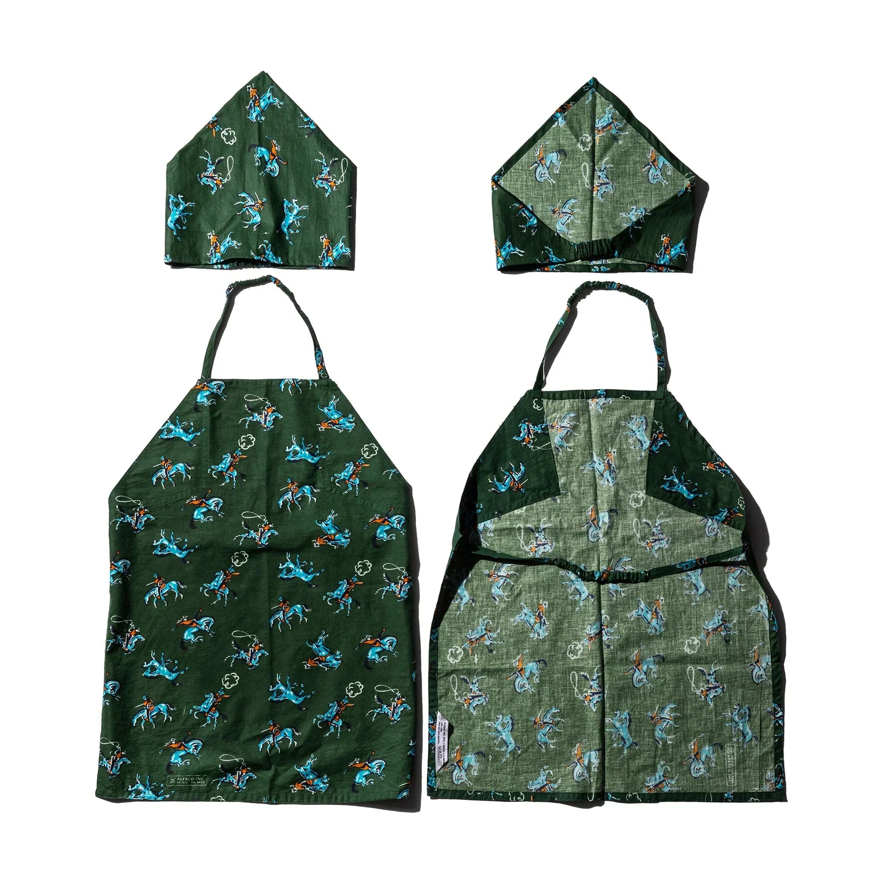 Hand Printed Kids Apron With Kerchief Cowboy 2
