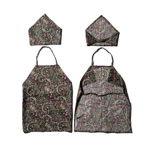 Hand Printed Kids Apron With Kerchief Paisley 4