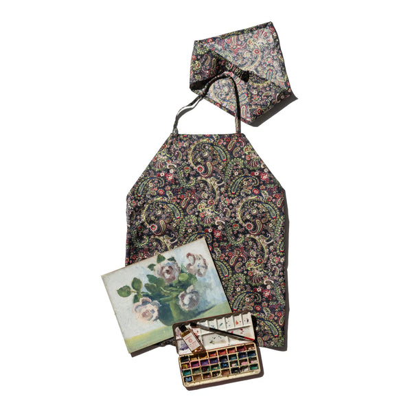 Handprinted Adult Apron Paisley 1