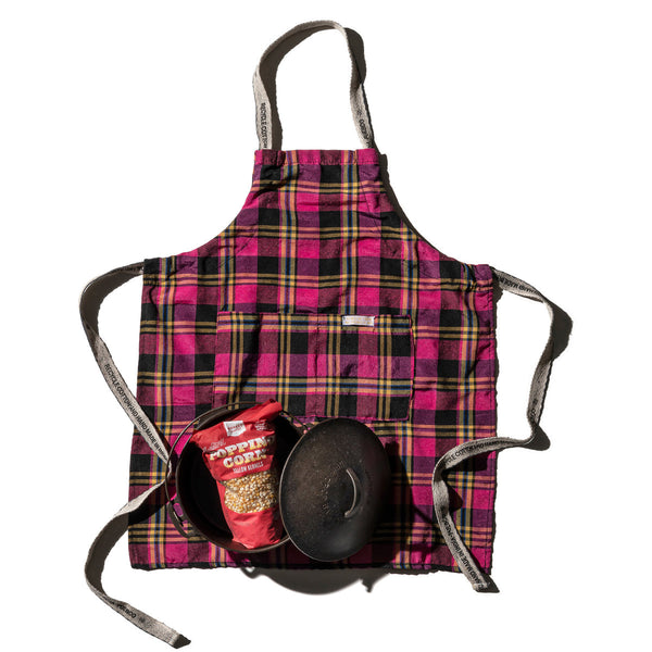 Recycle Cotton Check Apron Pink 1