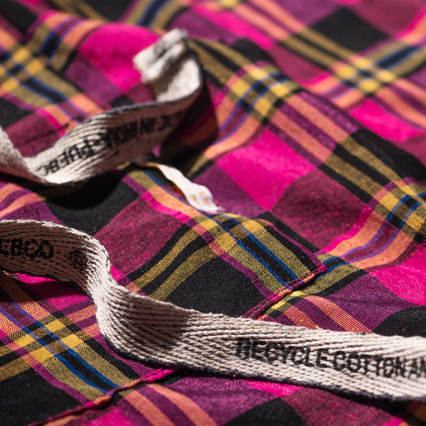 Recycle Cotton Check Apron Pink 2