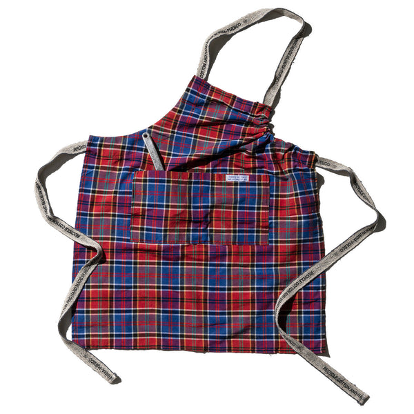 Recycle Cotton Check Apron Red X Blue 3