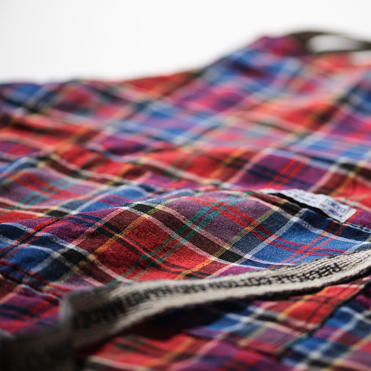 Recycle Cotton Check Apron Red X Blue 2