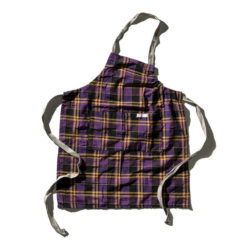 Recycle Cotton Check Apron Purple Mix Puebco 303253 1