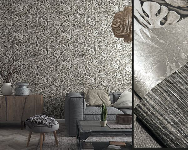 Jungle Leaves Brown Wallpaper from Eden Collection by Galerie Wallcoverings