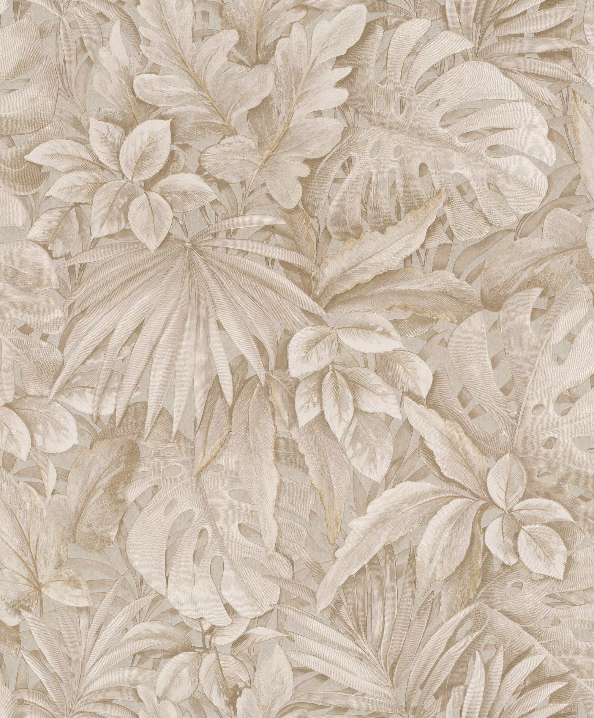 Jungle Leaves Beige Wallpaper from Eden Collection by Galerie Wallcoverings