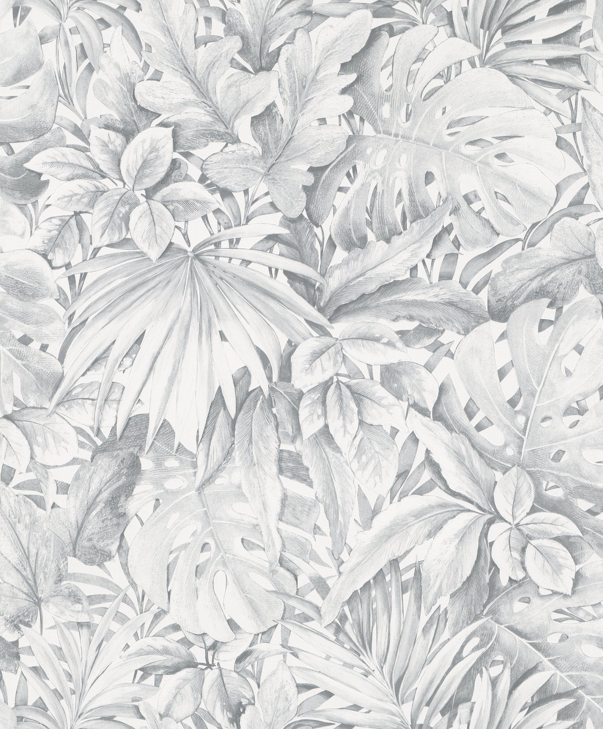 Jungle Leaves Grey Wallpaper from Eden Collection by Galerie Wallcoverings