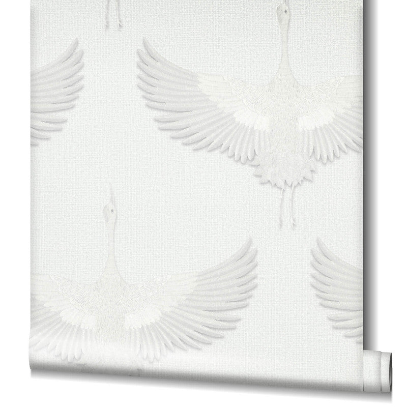 Stork Wallpaper in White