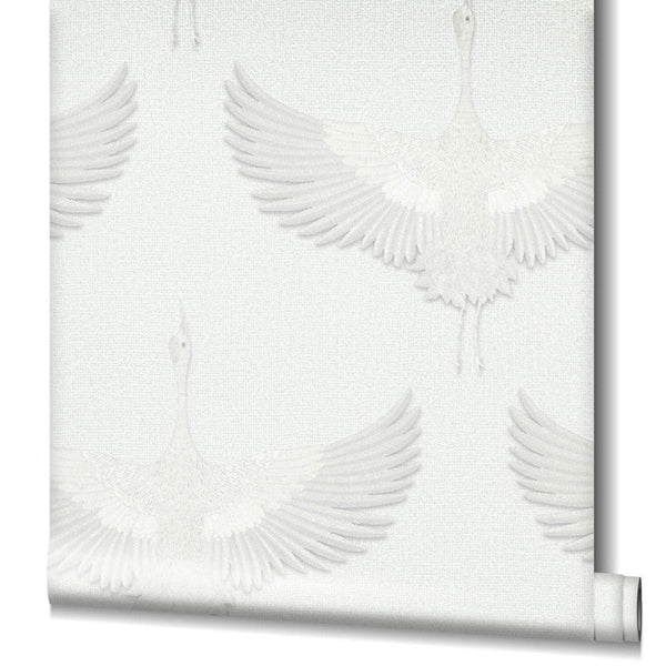 Stork Wallpaper in White