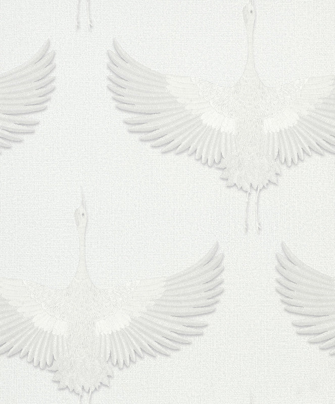 Stork Wallpaper in White