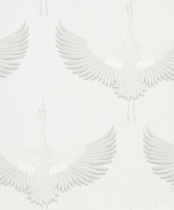 Stork Wallpaper in White