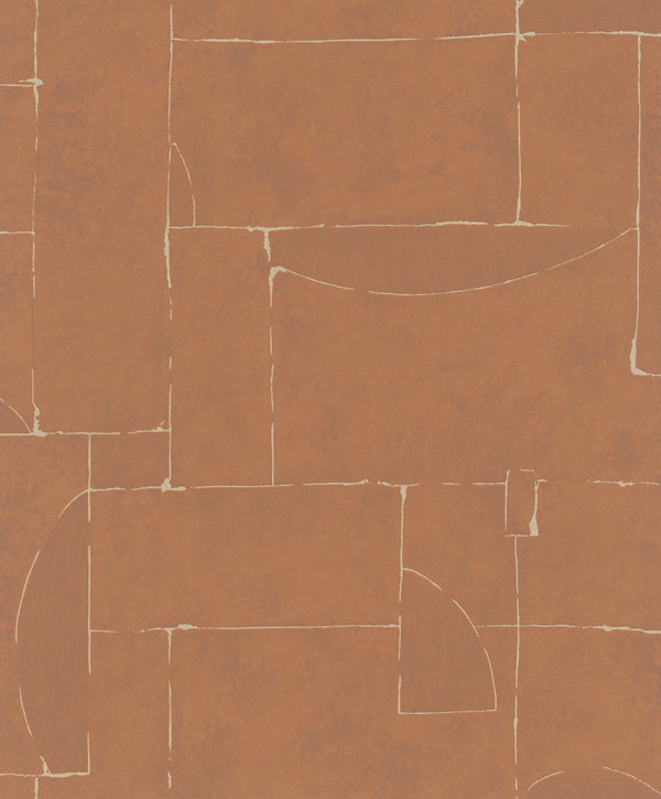 Terra Graphic Tile Brick Stone Wallpaper In Red Orange Gw 34605 1