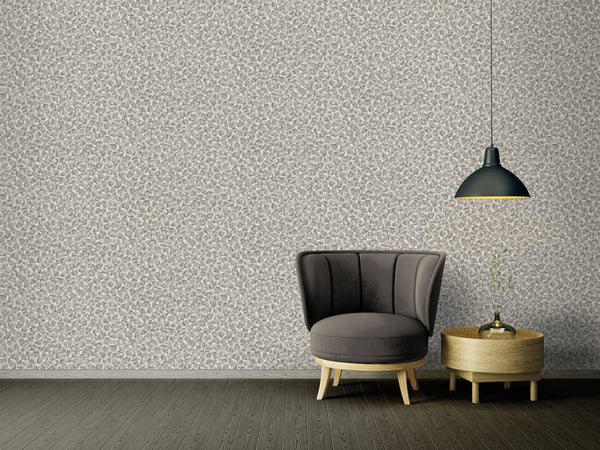 Leopard Print Textured Wallpaper in Grey/Metallic