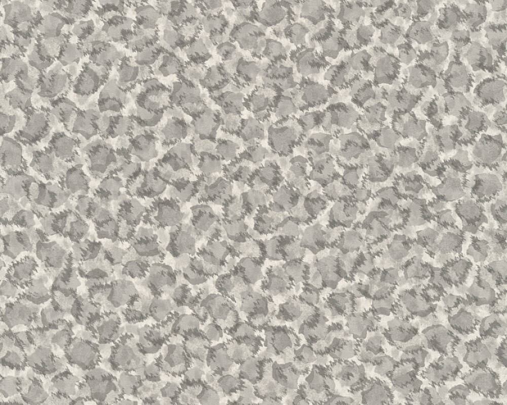 Leopard Print Textured Wallpaper in Grey/Metallic