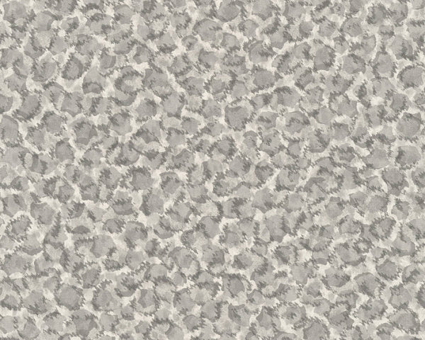 Leopard Print Textured Wallpaper in Grey/Metallic