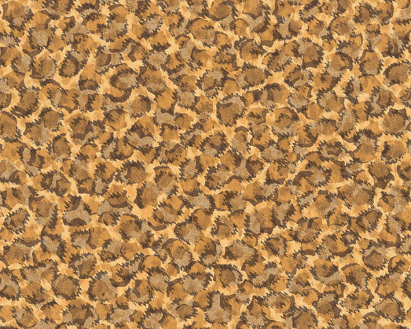 Leopard Print Textured Wallpaper in Orange/Metallic