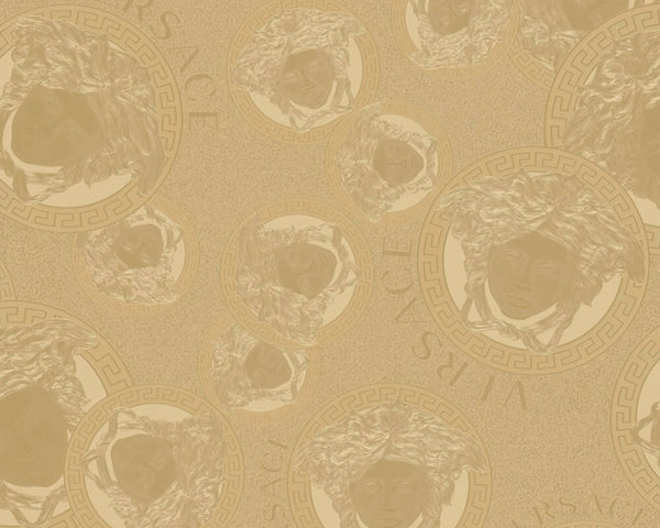 Medusa Head Silhouette Textured Wallpaper in Gold by Versace Home