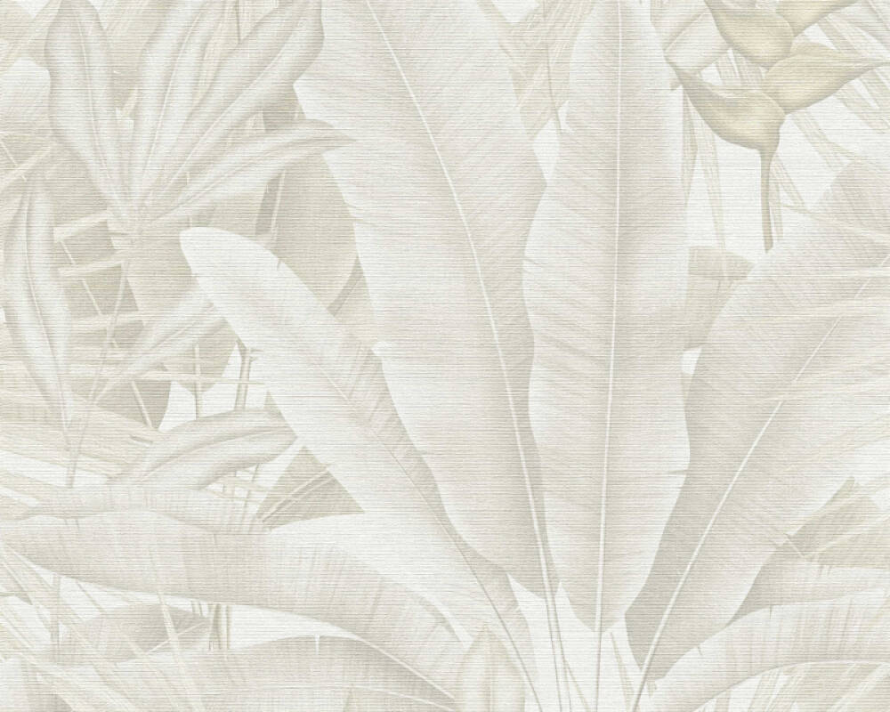 Sample Jungle Leaf Large Floral Wallpaper in Beige/Cream/Grey