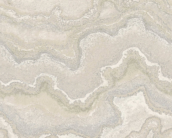 Marbled & Metallic Accents Wallpaper in Beige/Cream/Metallic