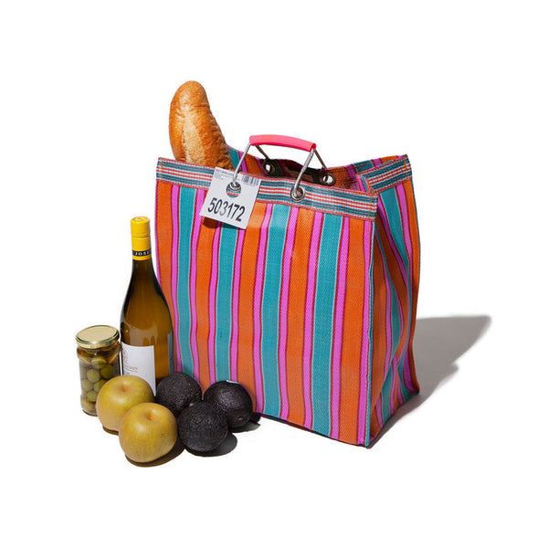 Stripe Tote Bag Square Handmade Recycled Plastic puebco 503271 1