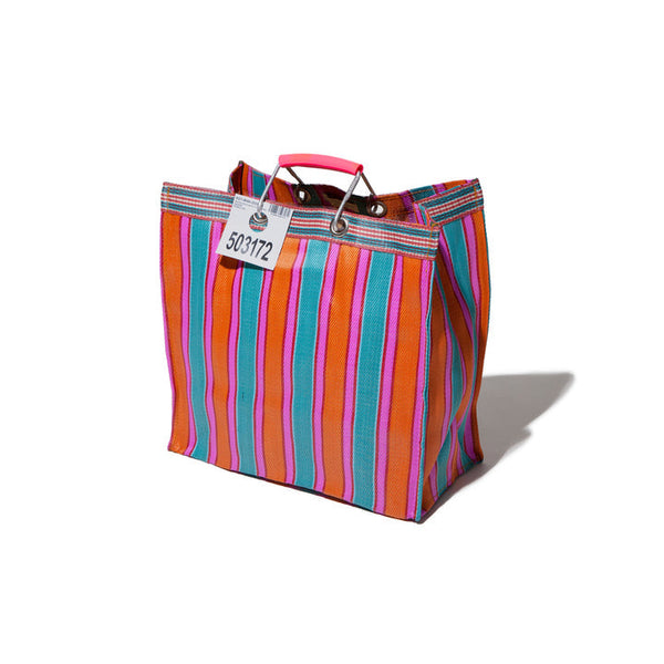 Stripe Tote Bag Square Handmade Recycled Plastic puebco 503271 7