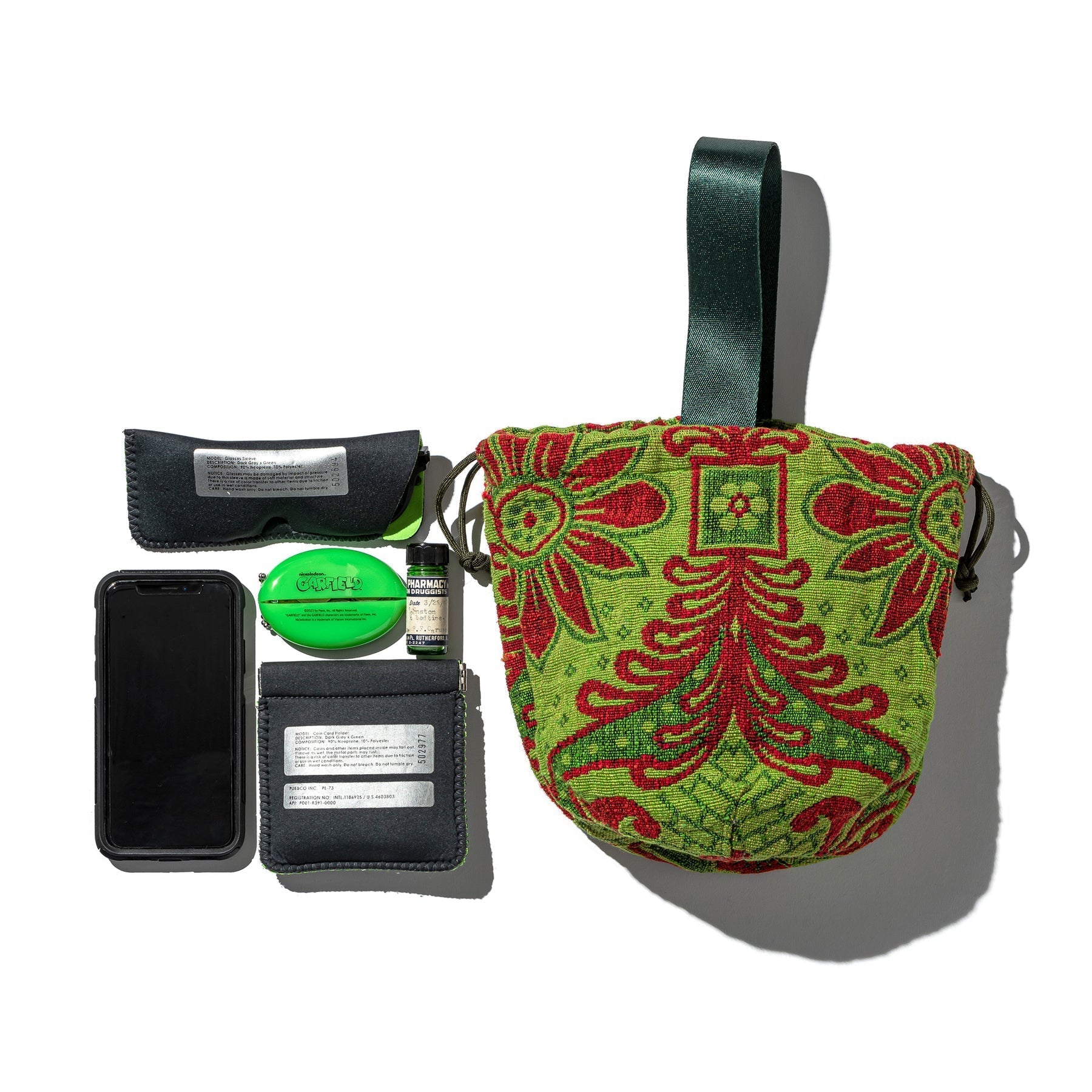 jacquard fabric drawstring bag puebco 504513 2