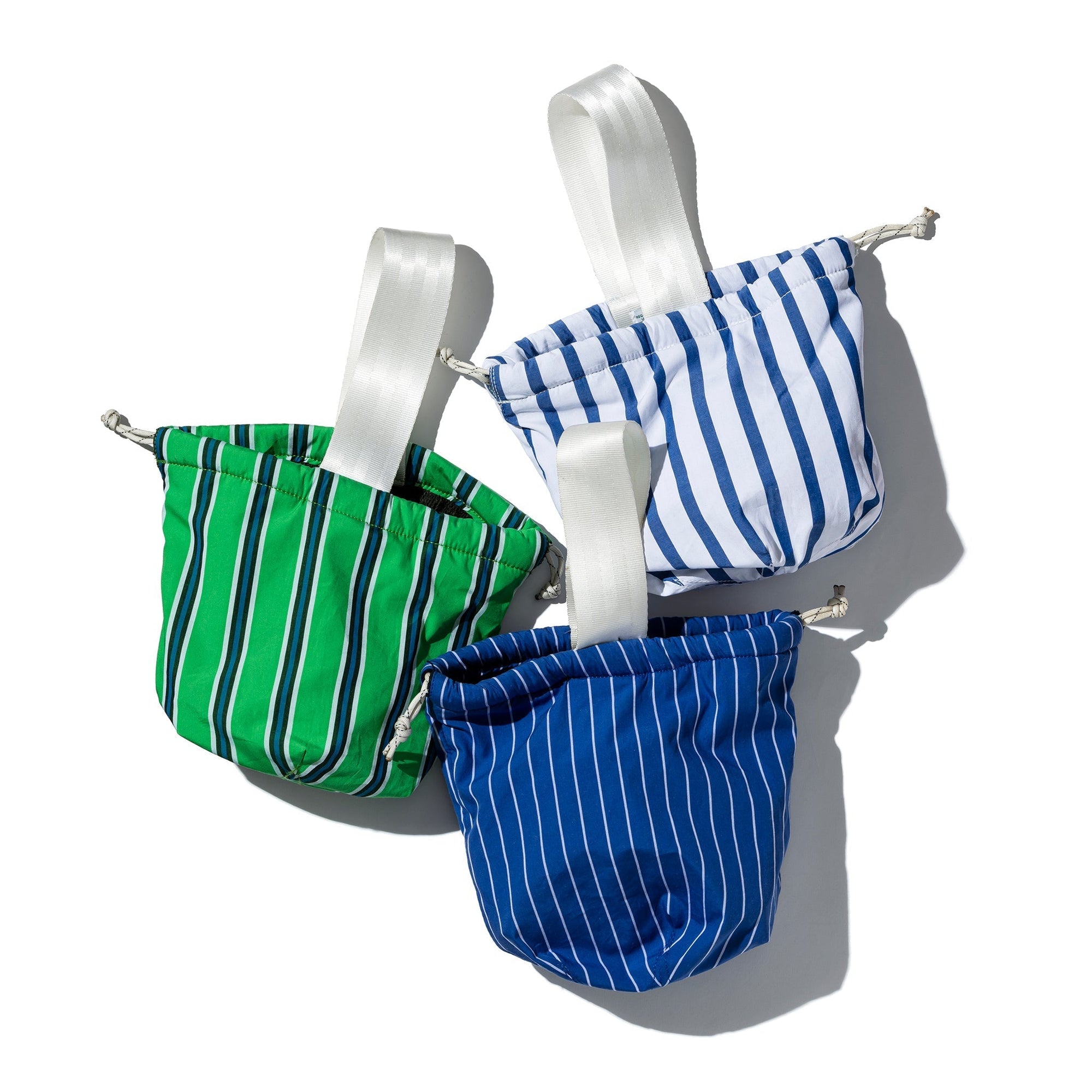 Shirt Fabric Drawstring Bag Green Stripe 1