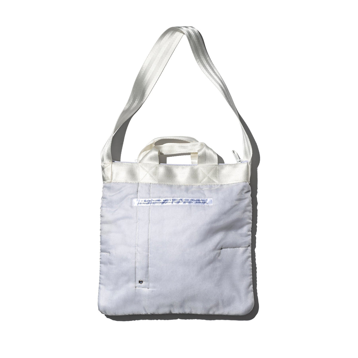 WHITE QUILTED SNOW JACKET 2-WAY BAG W/ZIPPER