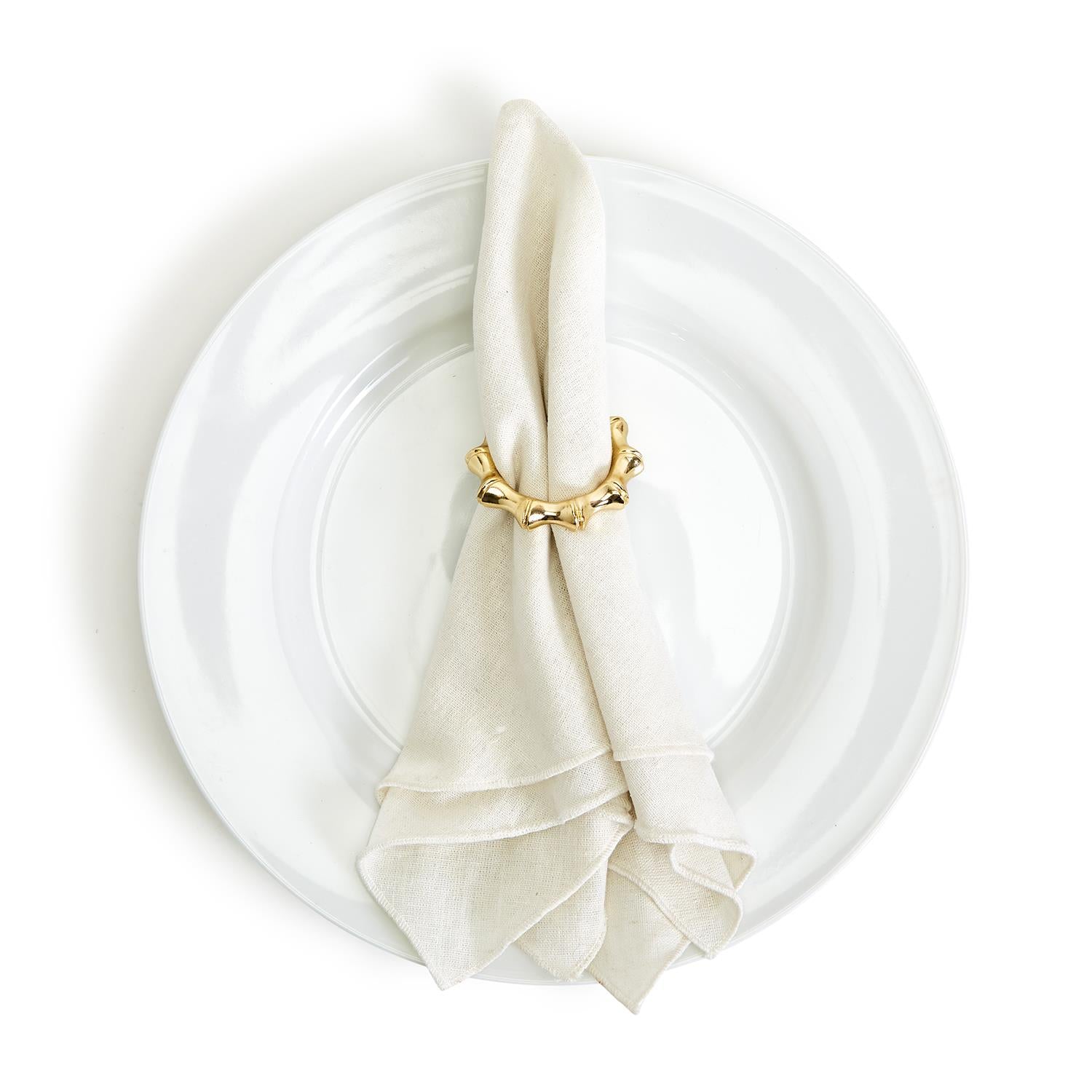 Golden Bamboo Napkin Rings - Set of 4