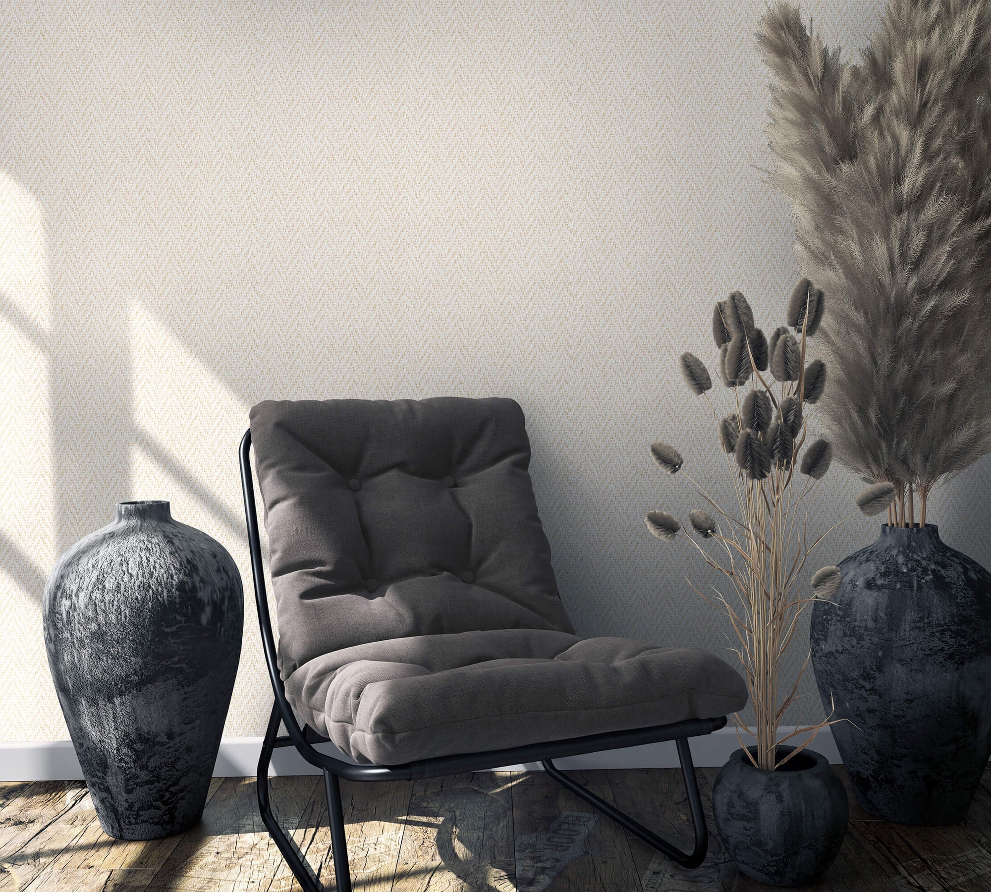 Faux Sisal Vinyl Wallpaper in Cream