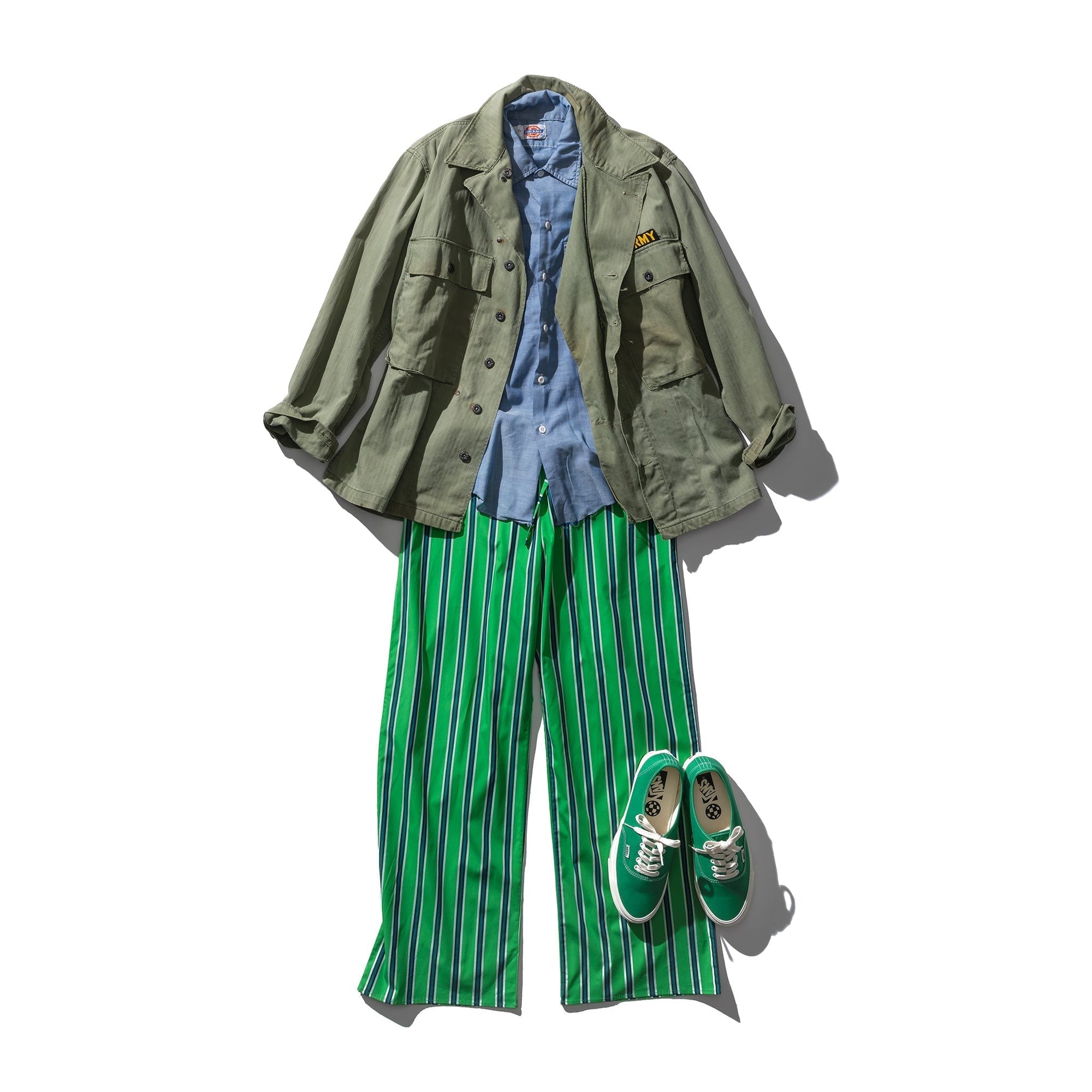 Cotton Stripe Regular Pants Blue 10