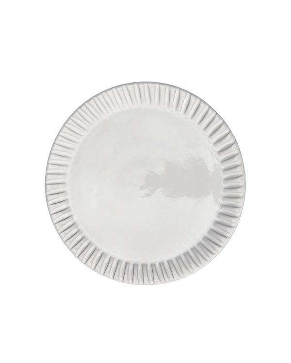 Milk White Lines Salad Plate - Set of 4