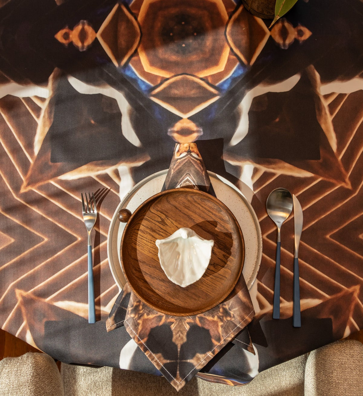 Wooden plate on Table