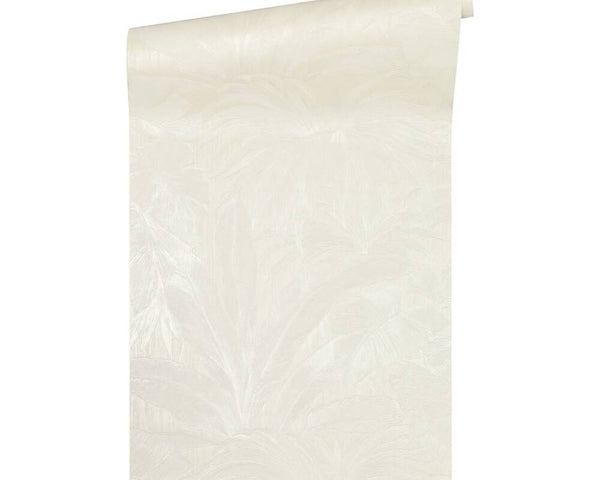 Jungle Palm Leaves Textured Wallpaper in Cream from the Versace V Collection