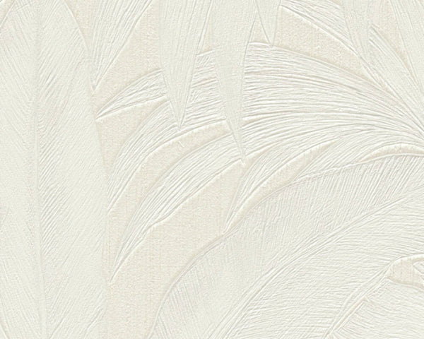 Jungle Palm Leaves Textured Wallpaper in Cream from the Versace V Collection