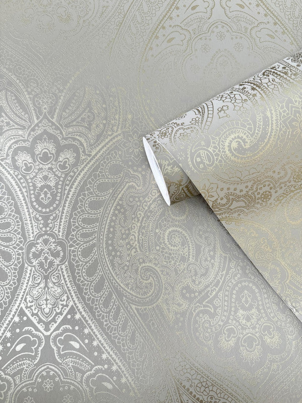 Lace  Wallpaper in Bronze Brown/Gold