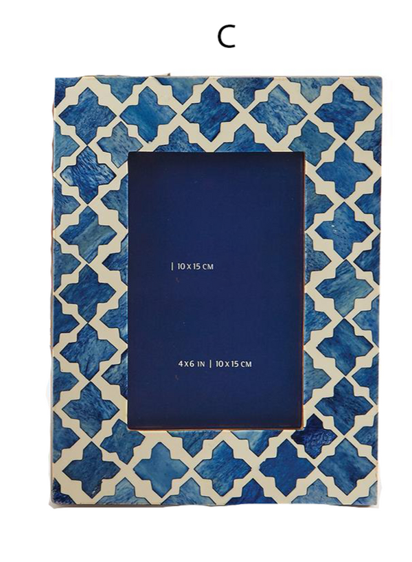 Blue And White Moderne 4 X 6 Mosaic Photo Frame A 4 Patterns Design By Twos Company 1
