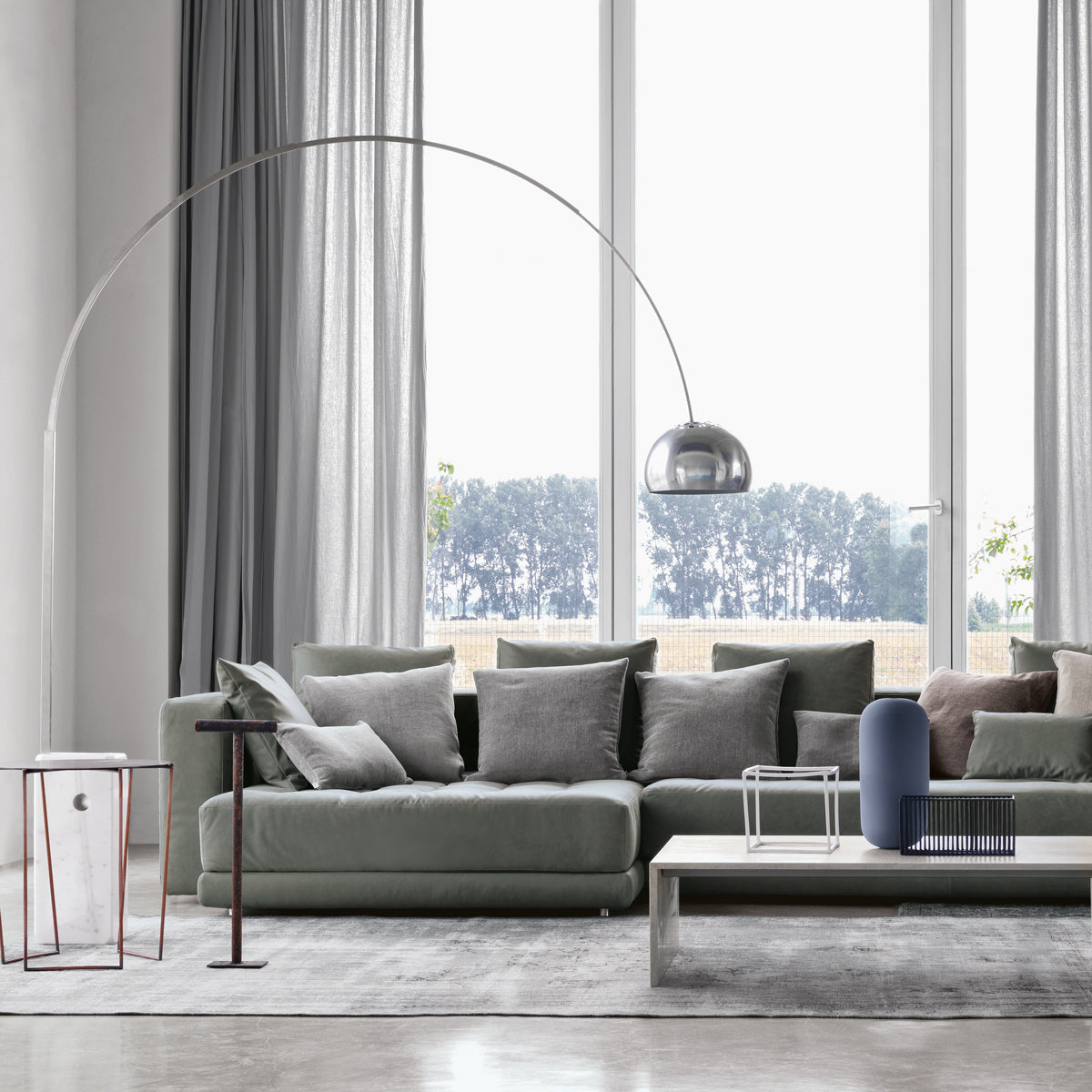 Arco Aluminum Stainless Floor Lighting