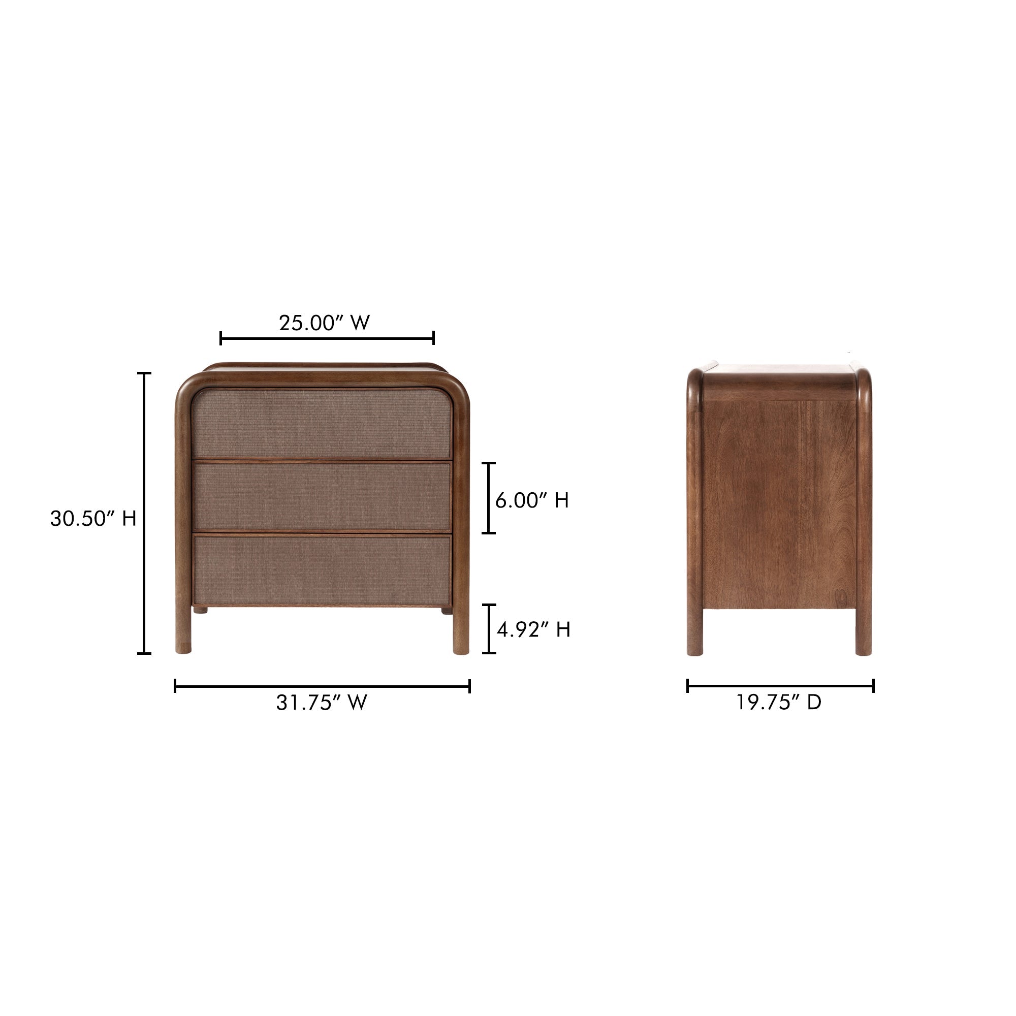 Rye 3 Drawer Nightstand Moes Home Collection Mhc Bz 1143 03 10