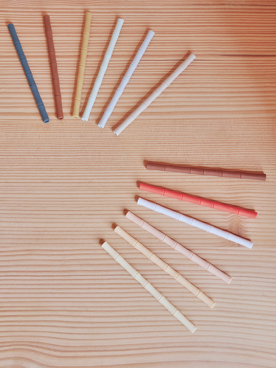 bamboo silicone straw pack of 6 cherry red vanilla oyoy m107200 2