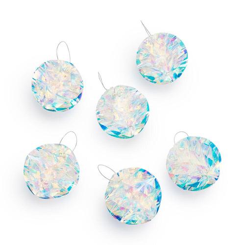 White Iridescent Honeycomb Holiday Ornaments Set Of 6 1