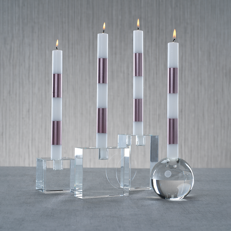 square crystal glass taper holder 7