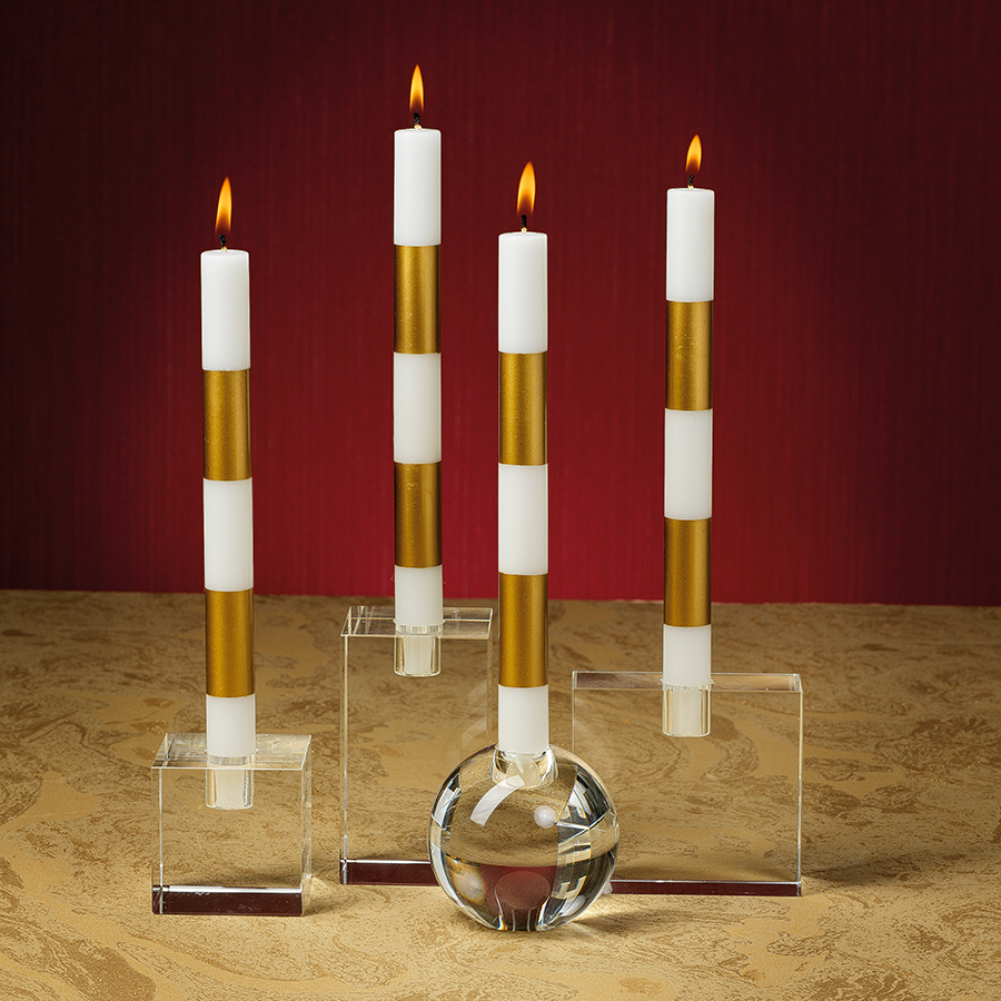 square crystal glass taper holder 9
