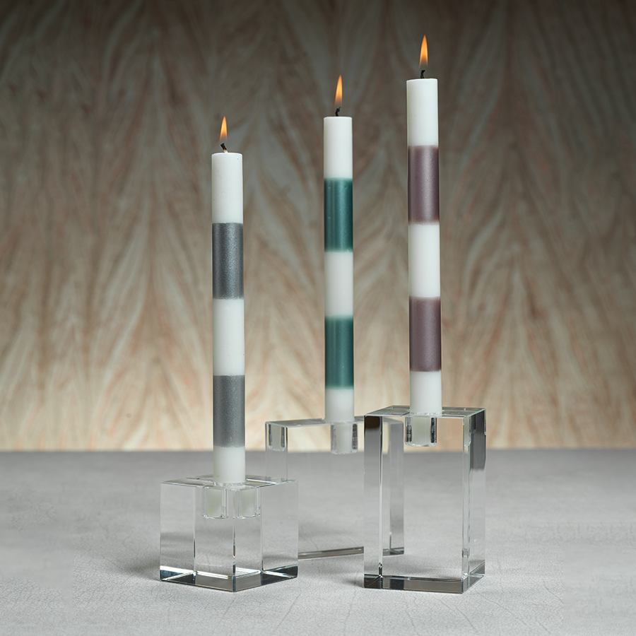 square crystal glass taper holder 8