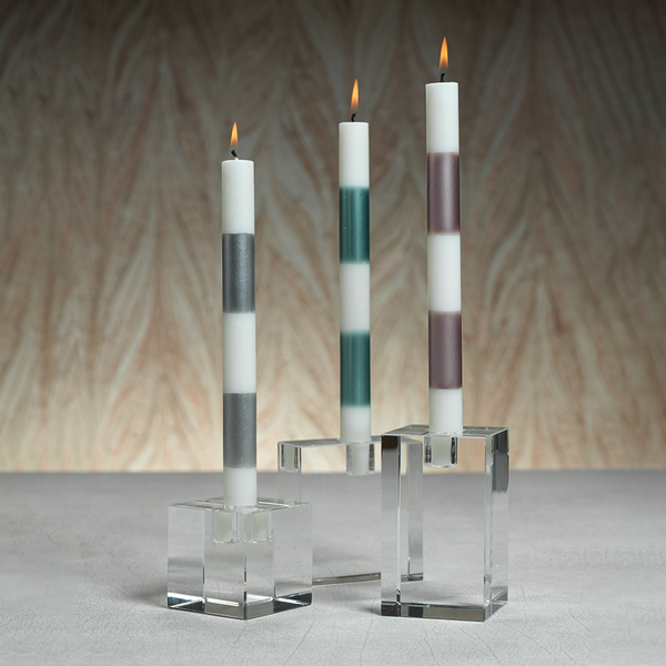 square crystal glass taper holder 8
