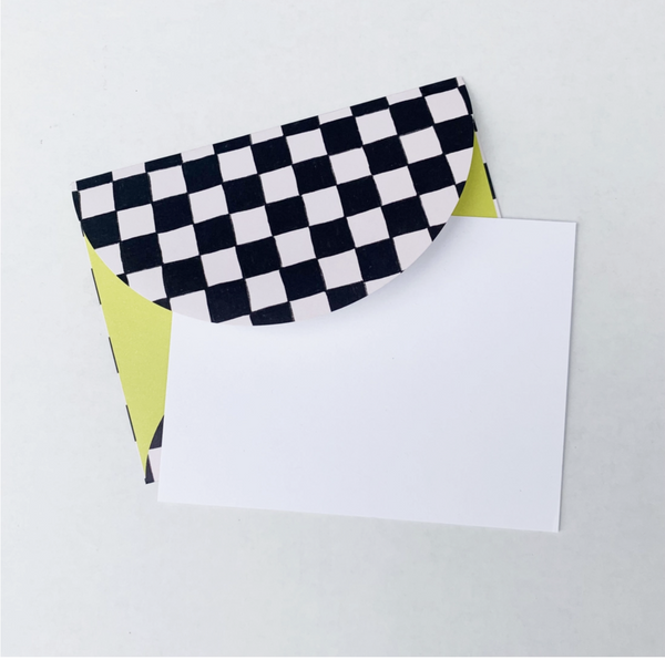 checker patterned envelope note set 1