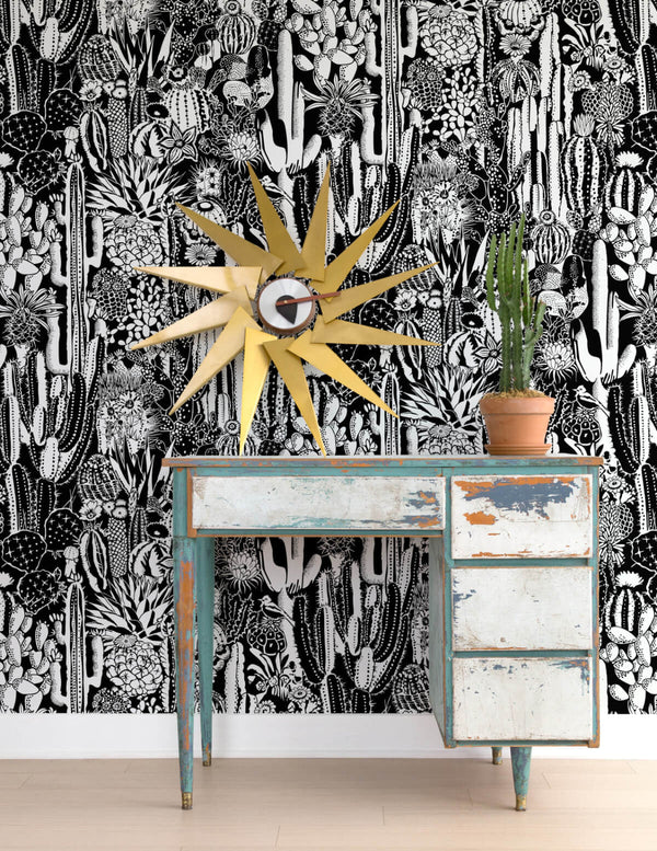 Cactus Spirit Wallpaper in Contrast design by Aimee Wilder