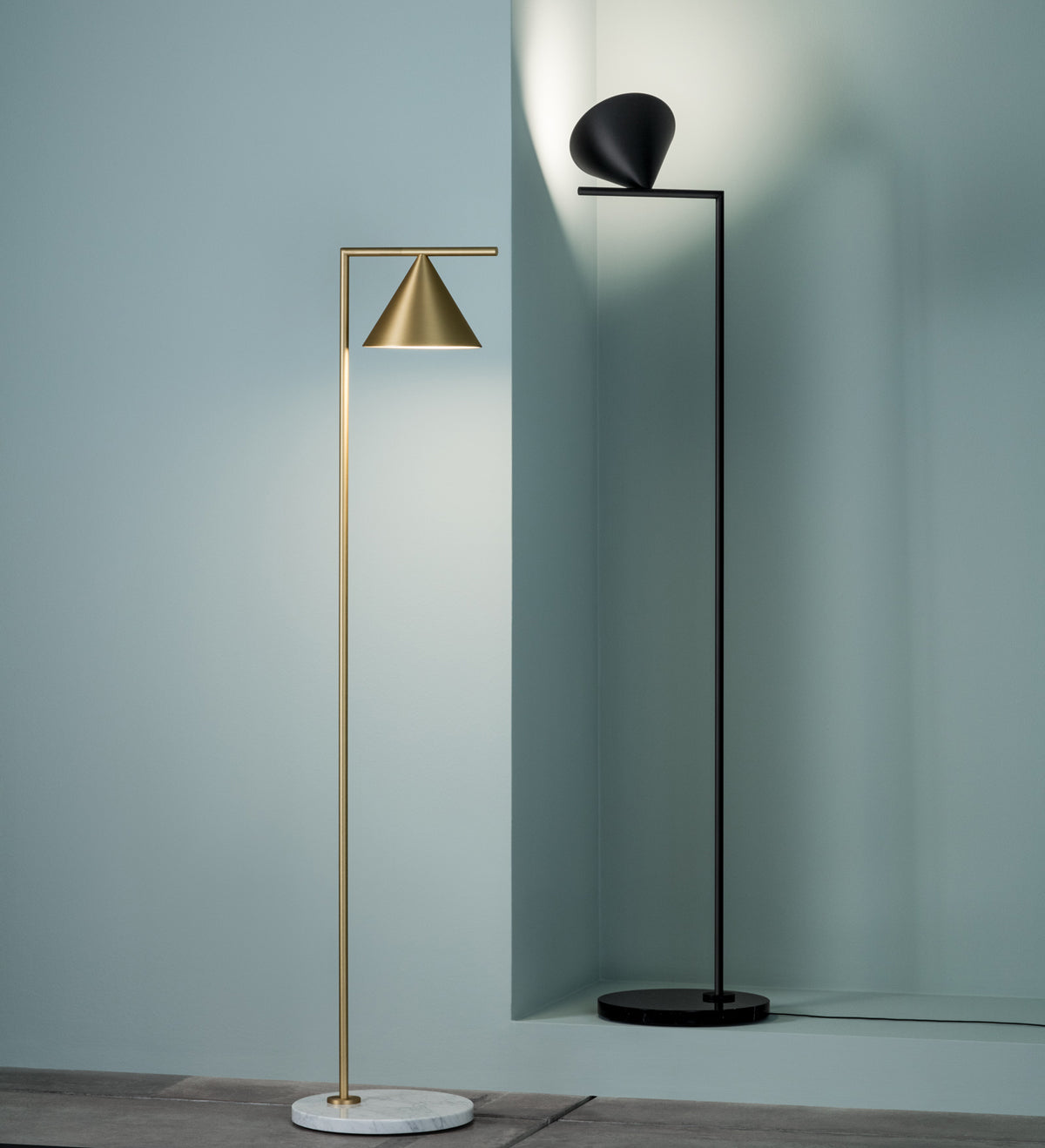 Captain Flint Steel Floor Lighting in Various Colors & Sizes