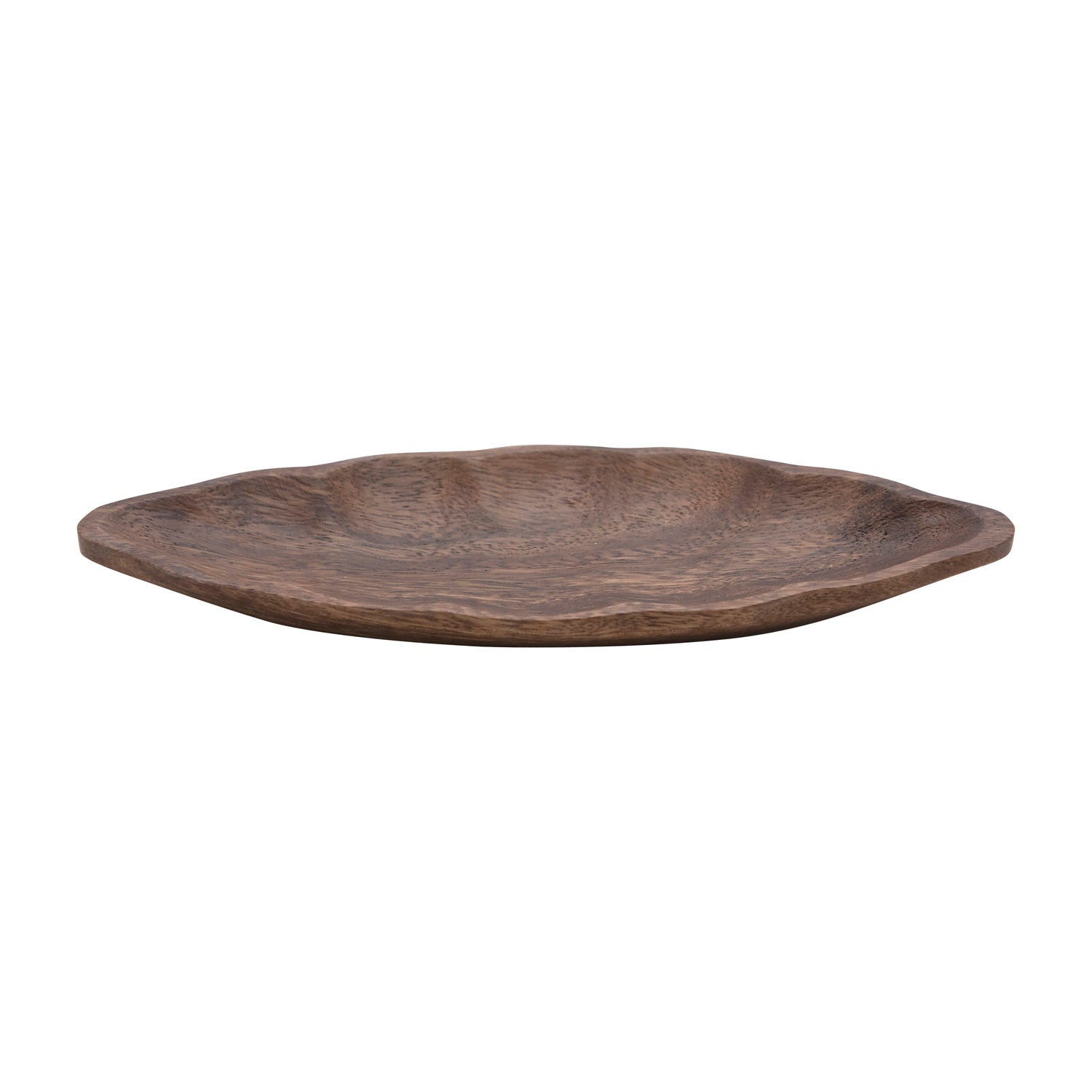 Hand-Carved Acacia Wood Leaf Shaped Dish